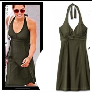 Athleta Women's Olive Green Padded Halter Dress Size 6